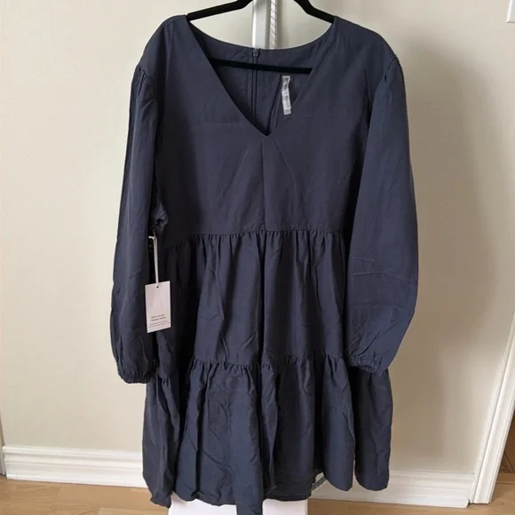 NWT Emma Knudsen Frankie dark navy blue tiered midi dress, size 3X - Picture 2 of 12
